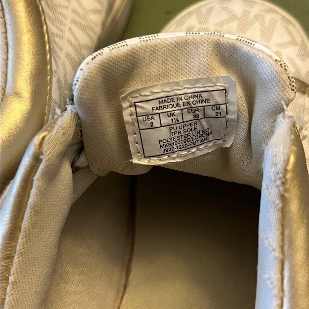 Michael Kors kids Gold and cream Logo Sneakers size 2